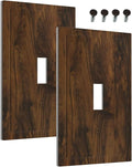 Decorative Light Switch Cover Brown Rustic Wood Grain Vintage Wooden Texture 1 Gang Wall Plate Cover Single Toggle Outlet Covers Switchplate Electrical Faceplate for Cabin Bedroom Decor（2 Pack）