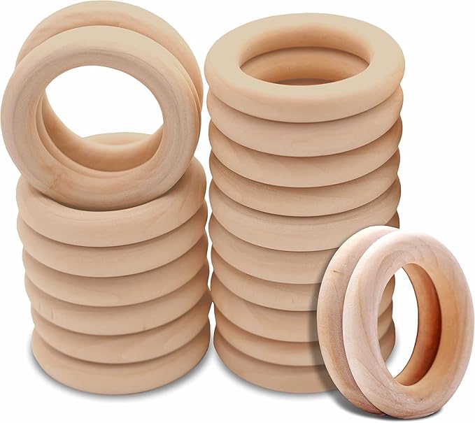 Napkin Rings, Wood Napkin Rings Napkin Holders Buckles for Dining, Anniversary, Birthday, Dinner, Christmas, Party of Table (Pack of 24)