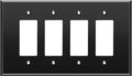 LIDER Reflective Acrylic Decorator Wall Plate, Mirrored Light Switch Plate, Plexiglass Outlet Cover, Acrylic Glass, Oversized 4-Gang 5.25" x 8.88", LWP-34O-ABK, Black