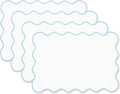 Hofdeco Premium Coastal Patio Indoor Outdoor Placemat Set of 4, 14"x19" Double-Layered, Waterproof Cloth Placemat for Kitchen or Dining Table. Baby Blue Embroidered Solid A