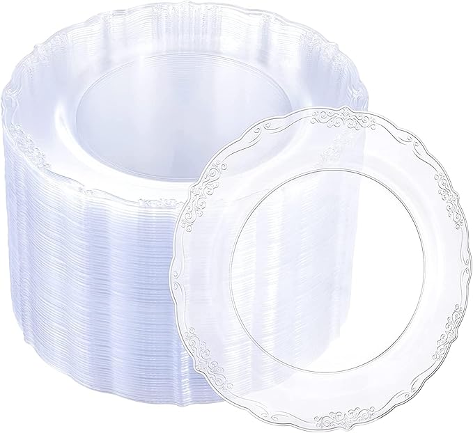 U-QE 60 Pieces Clear Plastic Plates by U-QE