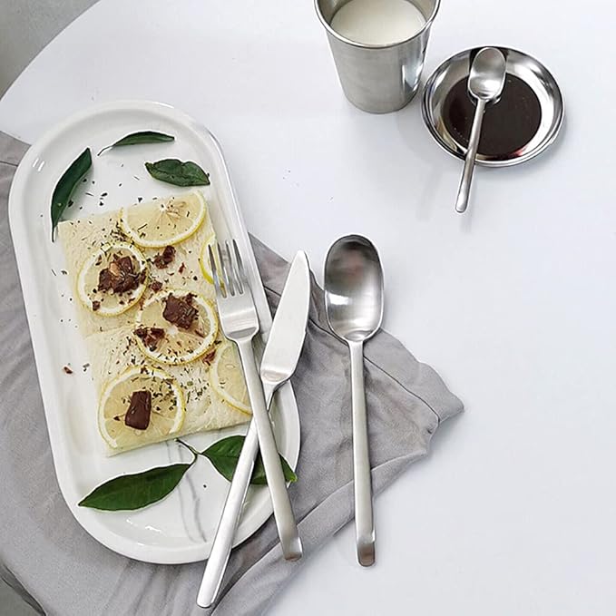 Matte Silverware Set for 16 Stainless Steel Flatware Set Light Luxury Vintage Style 64 Piece Cutlery Tableware Utensils Set Include Knives Forks and Spoons for Home Kitchen Restaurant Christmas