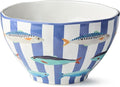 Something Fishy Ceramic DEEP SERVING BOWL 9 x 5 Inches, coastal striped serving by CERTIFIEDINTERNATIONAL