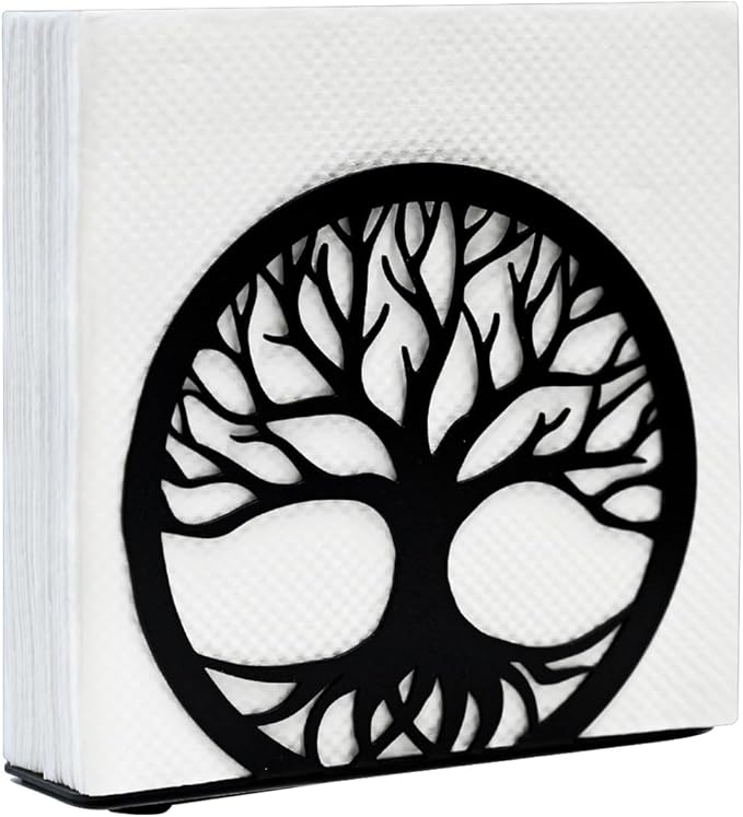Napkin Holder for Table, Standing Napkin Dispenser Outdoor Farmhouse Black Cocktail Napkin Holders for Kitchen Coffee Shop Dining Room (6"x 1.7"x 4.9")