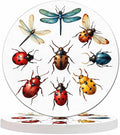 Insect Collection Coasters for Drinks Office Coffee Table Dragonfly Ladybug Wings Cartoon Wild Life Nature Colorful Animal Living Room Decor Set of 2 for Cold Drinks Wine Mugs and Cups 4 Inch