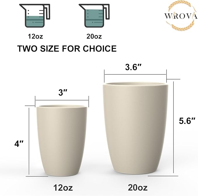 Wrova Wheat Straw Cups 8 PCS Good Alternative to Plastic Reusable Cups 20 oz - Image 3
