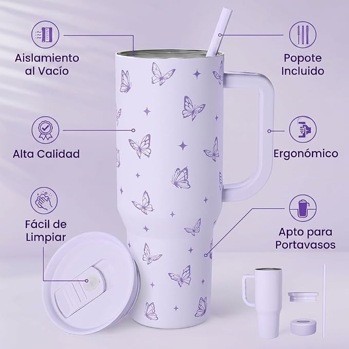 Butterfly Gifts for Women, Stainless Steel Insulated Coffee Travel Mug Cup - Image 2