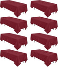 8 Pack Burgundy Tablecloth 60 x 102 Inch Rectangular Valentine’s Day Table Cloth for 6 Foot Rectangle Tables, Wrinkle Resistant Washable Fabric Table Covers for Wedding Party Banquet Buffet