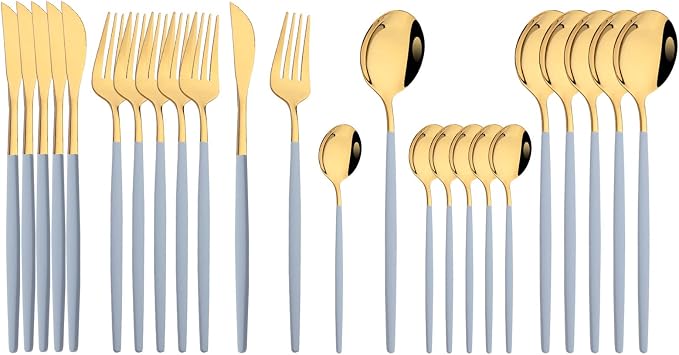 JASHII Flatware Set 24 Piece, Stainless Steel Silverware Set, Macaron Small by JASHII