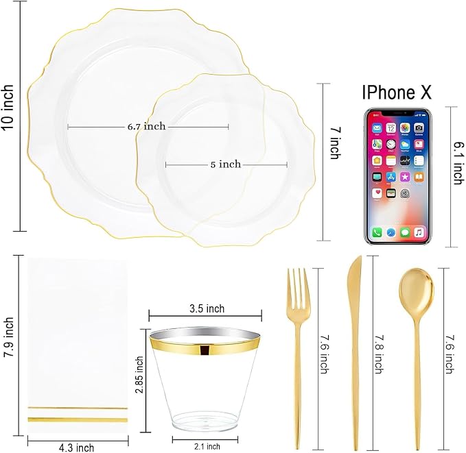 175Pcs Gold Plates Disposable - Image 11
