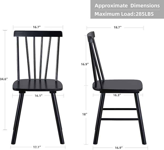 DUHOME Windsor Dining Chairs Set of 6,Farmhouse Style Spindle Back Wood Dining Room Chairs Wooden Kitchen Chair for Home Kitchen,Living Room,Bistro