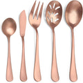 Matte Rose Gold Serving Set，SHARECOOK 5-Piece 18/0 Stainless Steel Large by Sharecook