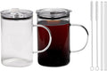 20oz Glass Tumblers with Lids and Straws by SUROQUE