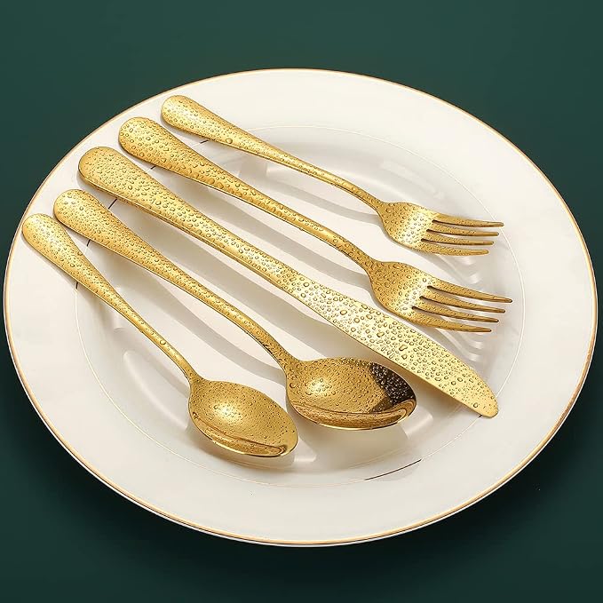 Gold Silverware Flatware Set for 8, 40 Piece Stainless Steel Cutlery Set - Image 6