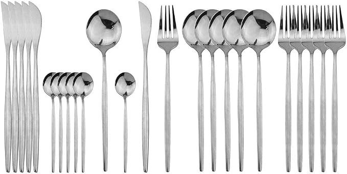 JASHII 24 Pieces Silverware Flatware Cutlery Set, Stainless Steel Tableware by JASHII