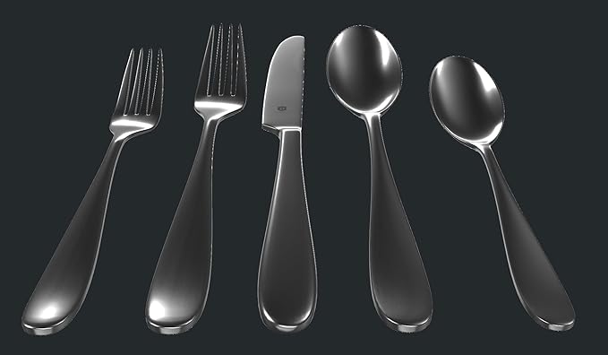 Silverware Set for 6 – 18/10 Stainless Steel Flatware, Mirror Finish, Dishwasher Safe, Durable and Balanced Utensils, Modern Tableware (30-Piece Set, Fidenza)