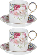 KAMMAK Tea Cups and Saucers Set of 2, Porcelain Coffee Cups, JBE014 | Stackable by KAMMAK