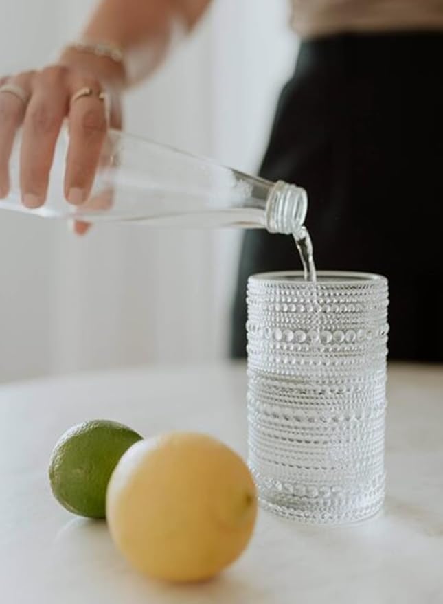 ZOOFOX Set of 6 Vintage Drinking Glasses, 13 oz Clear Hobnail Glasses Tumbler - Image 5