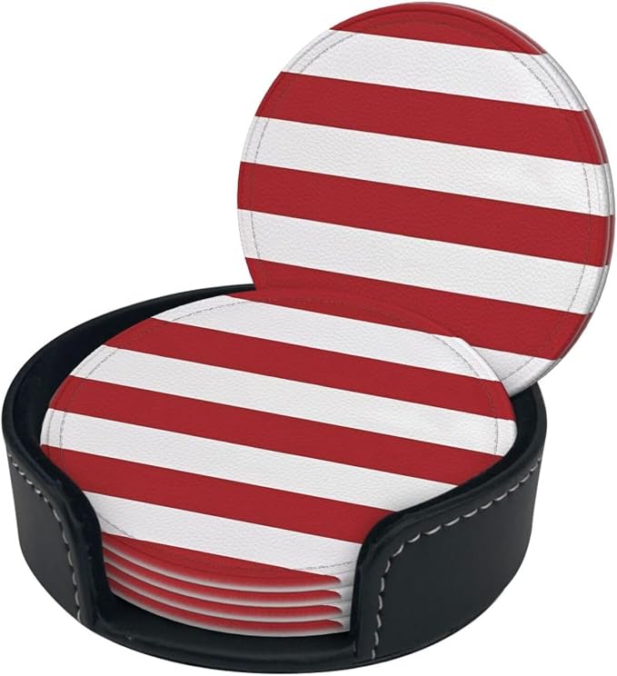 6 Pcs Christmas Valentine's Day Decoration Red and White Stripes Leather - Image 3