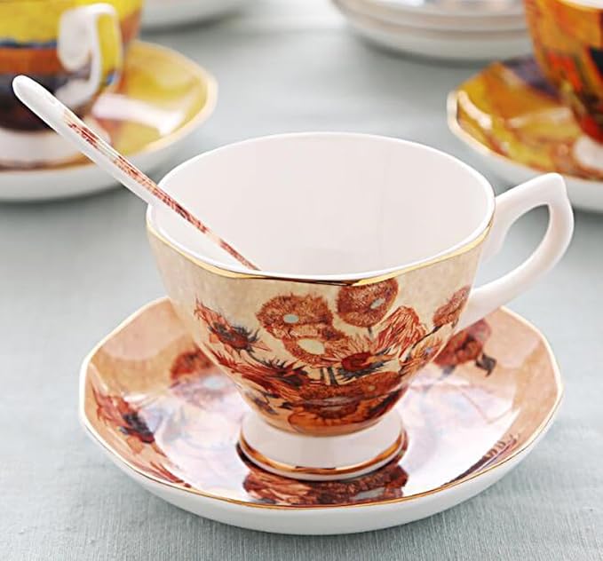Bone China Cup &Saucer Set, 7oz- Van Gogh's Paintings - Image 3