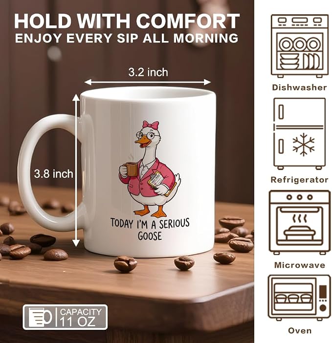 Today I'm A Serious Goose Mug, Funny Goose 11 Oz Ceramic Coffee Cup, Goose - Image 2
