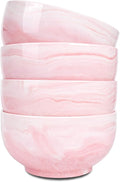 Marbling Ceramic Soup Bowl Set of 4, 33 Oz, Dishwasher and Microwave Safe by Bosmarlin