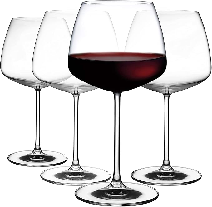NUDE Mirage Set of 2, White Crystal Wine Stem Glasses 19.25 oz, |Lead-Free Crystal|, Clear Glass Wine Tumbler, Ideal for Cocktails & Perfect for Homes & Bars