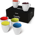 MIAMIO - Set of 6 Coffee Mugs 12 oz – Modern Ceramic Coffee Cup Set in White by MIAMIO