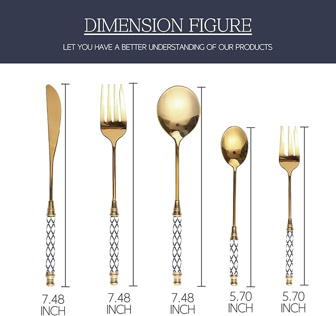 10-piece Silverware Set With Ceramic Handle, Premium Food Grade Stainless Steel Flatware Sets, Mirror Polished Cutlery Set, Dishwasher Safe (for 2 People)