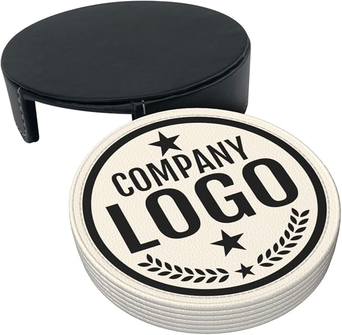 Custom Leather Coasters with Logo - Image 3