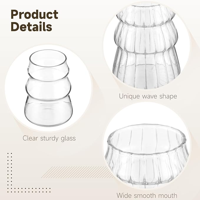 4 Pcs Ribbed Glass Cups Set - Image 3