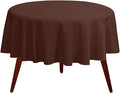 Gee Di Moda Round Tablecloth - 132 Inch Chocolate Round Table Cloth for 72 to 96 Inch Round Tables - Heavy Duty Washable Fabric - for Buffet Table, Holiday Party, Dinner, Wedding & Baby Shower