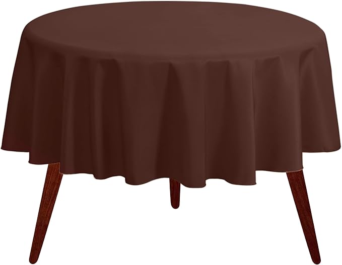 Gee Di Moda Round Tablecloth - 108 Inch Chocolate Round Table Cloth for 48 to 72 Inch Round Tables - Heavy Duty Washable Fabric - for Buffet Table, Holiday Party, Dinner, Wedding & Baby Shower