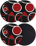 Black Red Coasters Set of 4, Non-Slip Cup Coaster Mat by PIEPLE