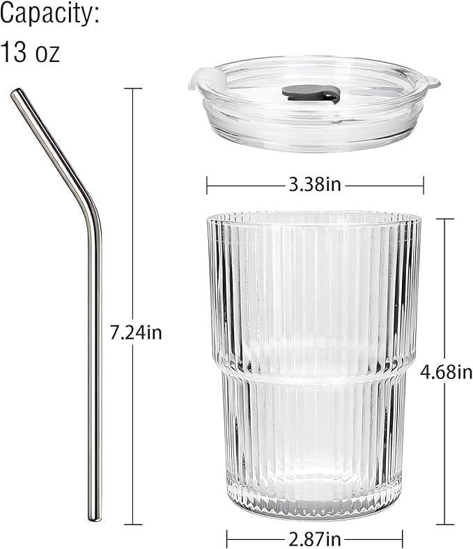 6 Pack 13oz Ribbed Glass Tumbler - Image 2