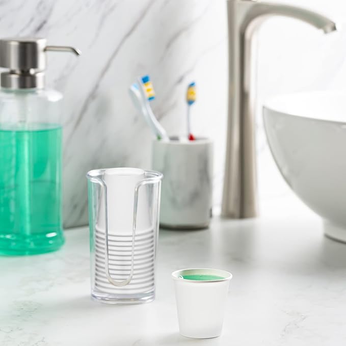 GUSTO 3 oz White Paper Bathroom Cups | Mini Size, Small Drinks, Disposable - Image 3
