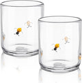 SiliFine 2 Pcs Bee Icon Juice Glasses - 14oz Yellow Bee Stemless Wine Drinking by SiliFine