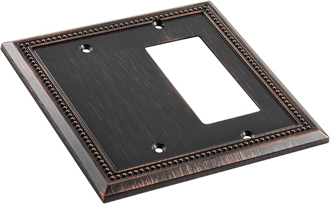 Henne Bery Sunken Pearls Heavy Duty Decorative Wall Plate Switch Plate Outlet Cover (Blank/Decorator, Aged Bronze)