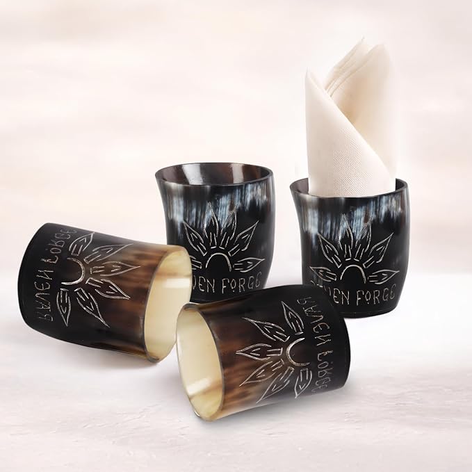 Handicrafts Home Viking Horn Shot Glasses Set of 8, Handmade Natural Ox Horn - Image 3