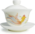 Liang baobao Ice Jade White Porcelain Gaiwan, 5oz Teacup Suet-fat Jade by Liangbaobao