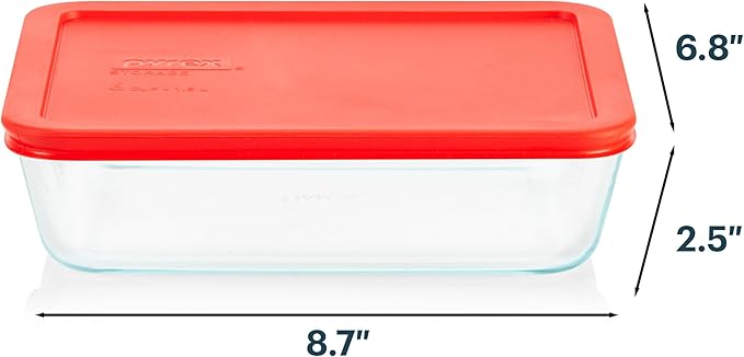Pyrex Simply Store Glass Food Storage Container, Snug Fit Non-Toxic Plastic - Image 2