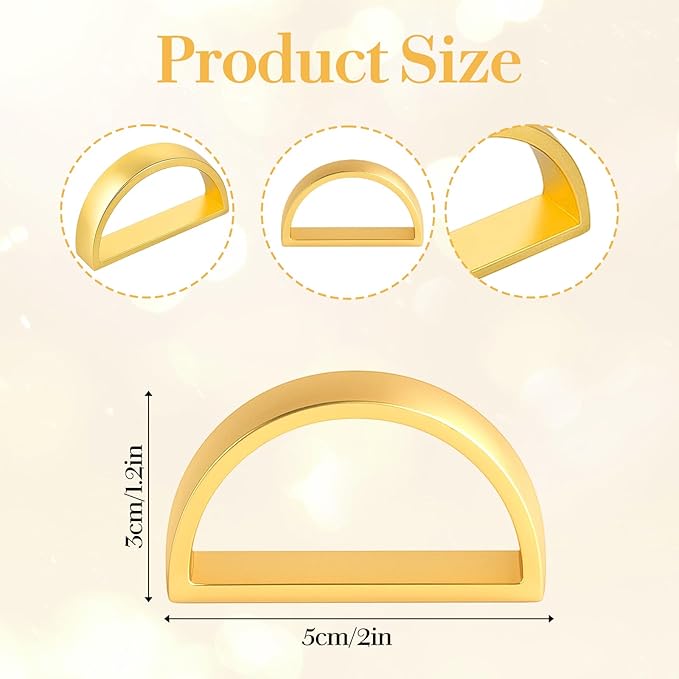 50 Pcs Gold Napkin Rings, Matte Gold Semicircle Thanksgiving Napkin Rings, Modern Serviette Napkins Ring for Table Settings, Kitchen Dinner Party Wedding Decorations