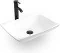 eclife Bathroom Ceramic Sink Bowl Classic White Curved Porcelain Vessel Sink and Faucet Combo for Bathroom Countertop Bowl Sink & ORB Pop Up Drain (T32)