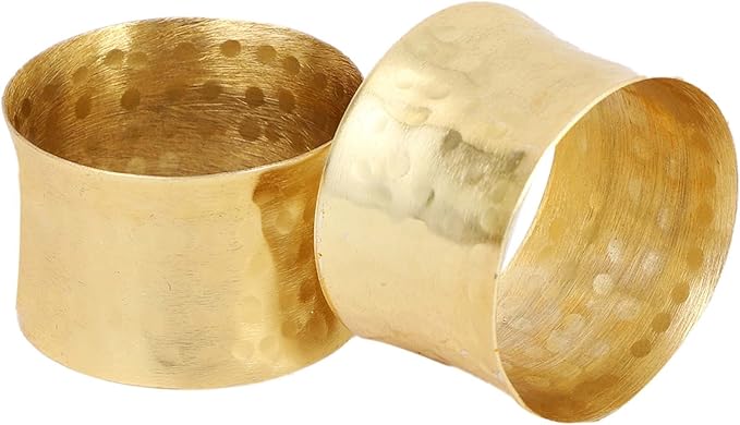 ITOS365 Gold Napkin Rings Set of 12, Handmade Hammered Metal Napkin Ring Holders - Image 4