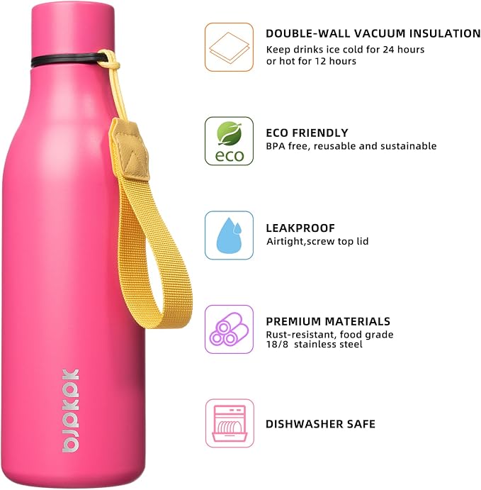 BJPKPK 18oz Insulated Water Bottle, Stainless Steel Bottle - Image 2