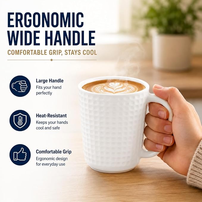Large Coffee Mug, 20 oz White Coffee Mugs, Ceramic Coffee Cup - Image 3