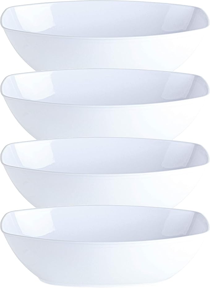 White Disposable Oval Serving Bowls, Party Snack Salad Bowl Pack of 4 by PLASTICPRO