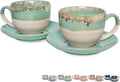 Bosmarlin Ceramic Cappuccino Cup and Saucer Set of 2, 10 Oz, Coffee Cups by Bosmarlin