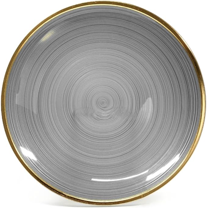 " OCCASIONS " 50 Plates Pack (25 Guests)-Wedding Party Disposable Plastic Plate Set -25 x 10'' Dinner + 25 x 7'' Salad & Dessert plates (Belize in Black & Gold)