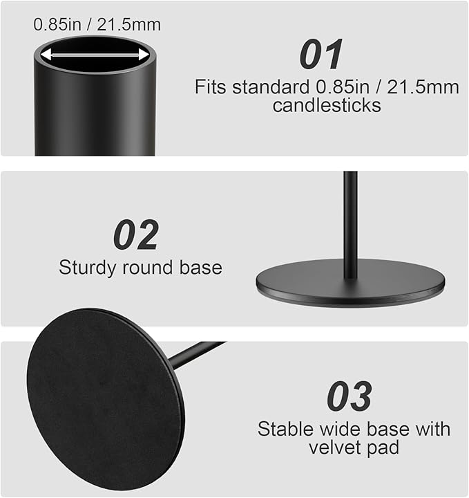 Set of 24 Black Taper Candle Holders Bulk Candlestick Holders, Decor Candle Stick Candle Holder for Table or Mantel Centerpiece, Wedding, Dinning, Party Home Decor